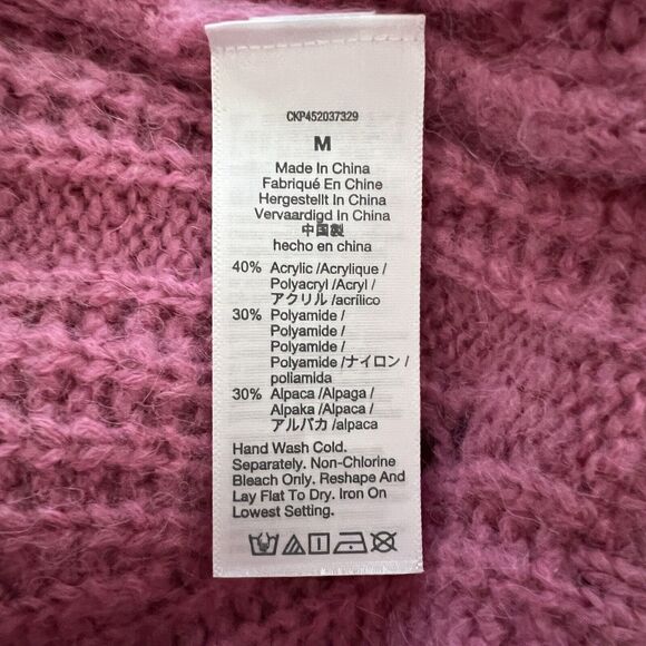 Madewell Sweater Womens Medium Pink Charley Pullover Alpaca Blend Cozy‎ Preppy - Picture 8 of 8